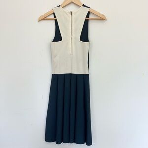 Parker Nordstrom Elegant Navy Blue Sleeveless Dress w Skirt Pleats Back Cuts SM